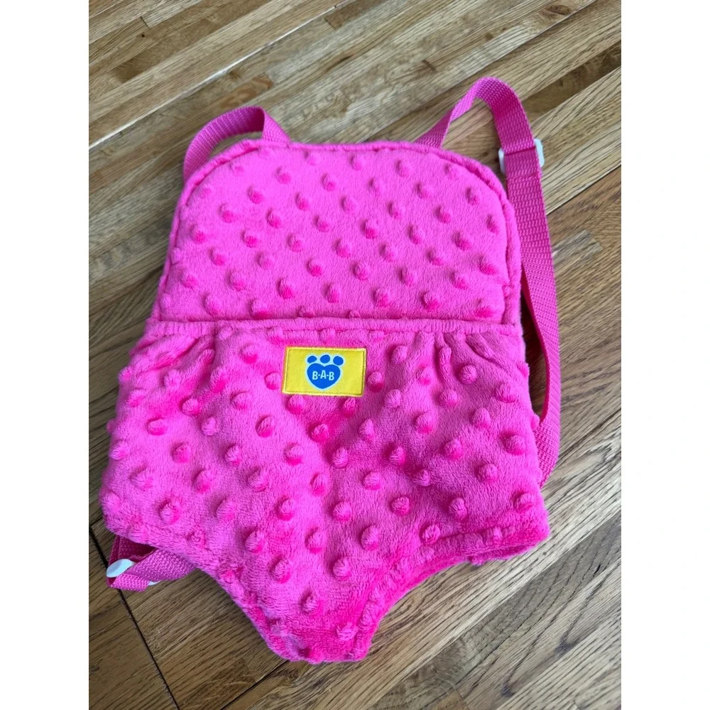 Build‎ A Bear Pink Fuzzy Dot Pet Carrier Backpack